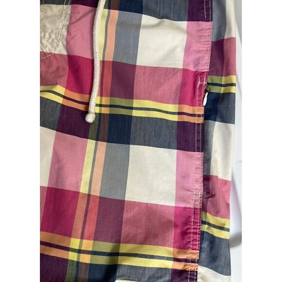 Hollister California Men’s Pink Blue Plaid Drawstring Lined Board Swim Shorts-M - Picture 6 of 16